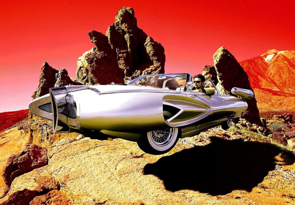 Ford X2000 photo montage for Custom Car magazine by Peter Mason